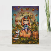 Fox in Pumpkin Patch Niedliche Halloween-Kunst Karte (Vorderseite)