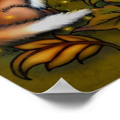 Fox in Pumpkin Patch Niedliche Herbst Kunst Poster (Ecke)