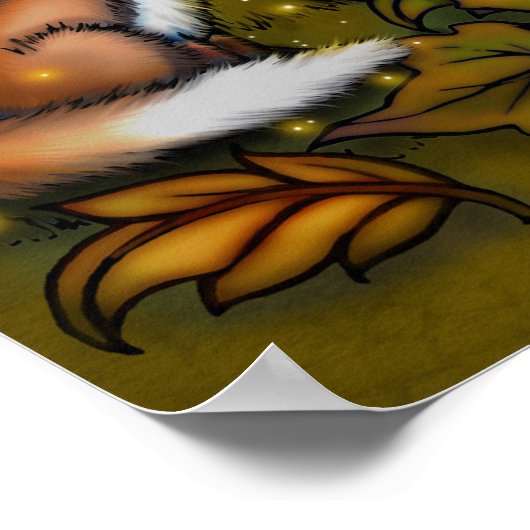 Fox in Pumpkin Patch Niedliche Herbst Kunst Poster (Ecke)