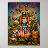 Fox in Pumpkin Patch Niedliche Herbst Kunst Poster (Vorne)