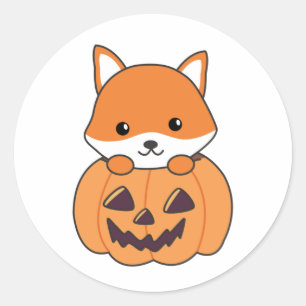Fox in Pumpkin Sweet Foxes Happy Halloween Classic Runder Aufkleber