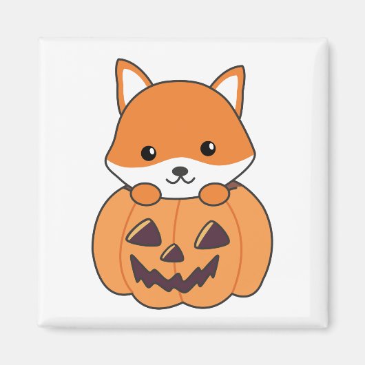 Fox in Pumpkin Sweet Foxes Happy Halloween Magnet (Vorne)