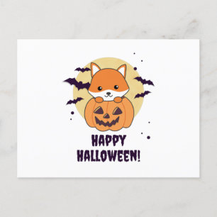 Fox in Pumpkin Sweet Foxes Happy Halloween Postkarte