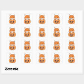 Fox in Pumpkin Sweet Foxes Happy Halloween Square Quadratischer Aufkleber (Blatt)