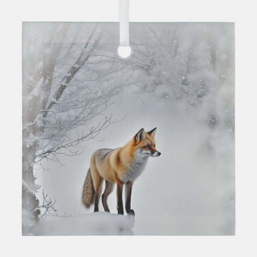 Fox in Snow Wildlife Schöne Weihnachten Ornament Aus Glas (Vorderseite)