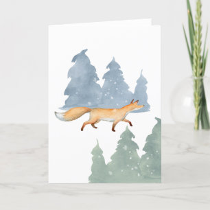 Fox in Snowy Forest Watercolor Feiertagskarte