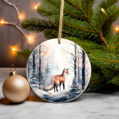 Fox in Snowy Winter Wald Tiere Keramik Ornament