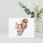 Fox in Socken Postkarte (Stehend Vorderseite)