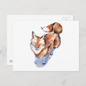 Fox in Socken Postkarte (Vorne/Hinten)