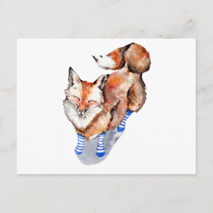 Fox in Socken Postkarte