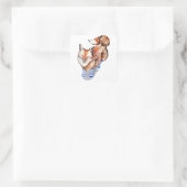 Fox in Socken Quadratischer Aufkleber (Tasche)