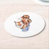 Fox in Socken Runder Pappuntersetzer (Angewinkelt)