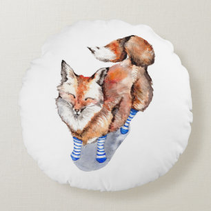 Fox in Socken Rundes Kissen