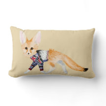 Fox in Sweater Throw Kissen