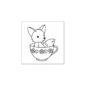 Fox in Teacup 2 Gummistempel (Prägung)