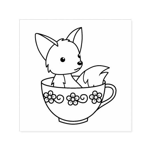 Fox in Teacup Color Me Permastempel (Design)