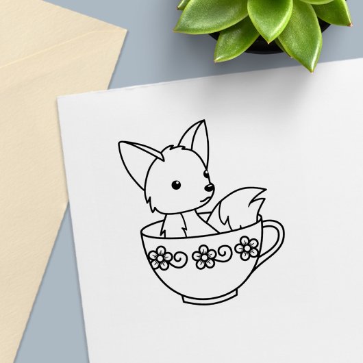 Fox in Teacup Color Me Permastempel