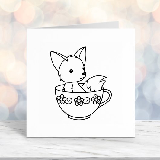 Fox in Teacup Color Me Permastempel