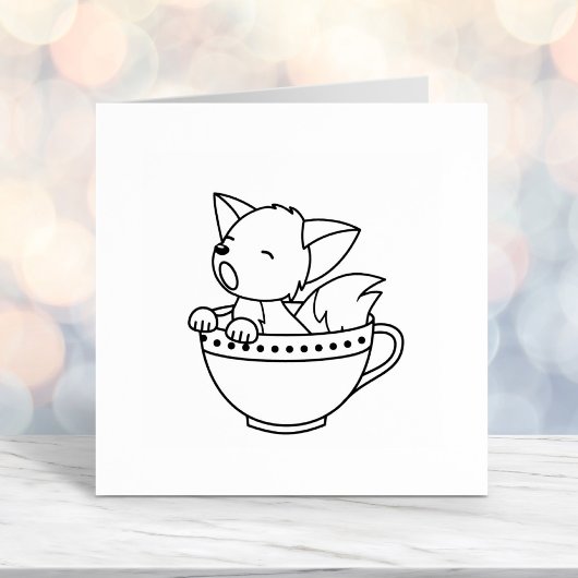 Fox in Teacup Color Me Permastempel