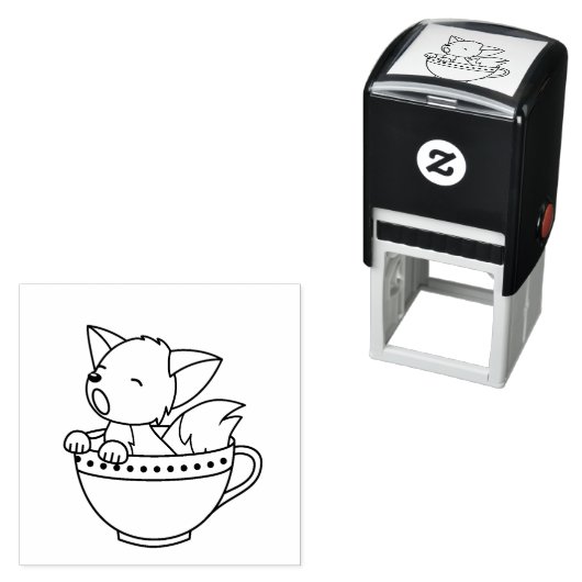 Fox in Teacup Color Me Permastempel (Beispiel)