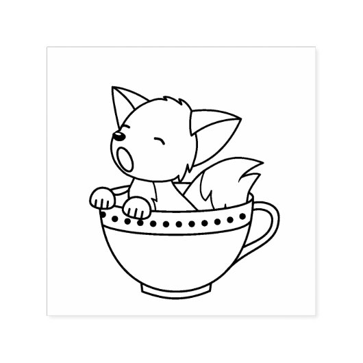 Fox in Teacup Color Me Permastempel (Design)