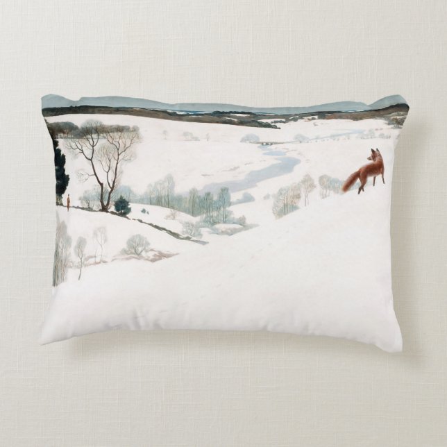 Fox in the Snow, 1935 von Newell Convers Wyeth Dekokissen (Rückseite)