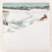 Fox in the Snow, 1935 von Newell Convers Wyeth Glasuntersetzer (Vorderseite)