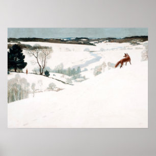 Fox in the Snow, 1935 von Newell Convers Wyeth Poster