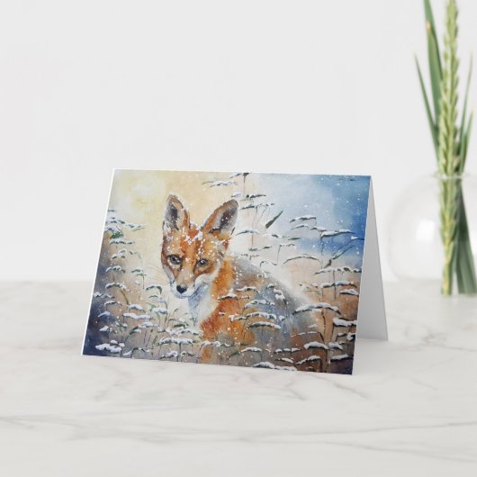 Fox in the snow Christmas card Feiertagskarte (Vorderseite)