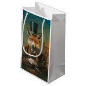 Fox in Top Hat Geschenktasche Kleine Geschenktüte (Rückseite Schrägansicht)