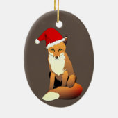 Fox in Weihnachtsmannmütze Keramik Ornament (Hinten)