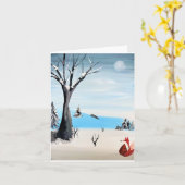 Fox in Winter Greeting Card Karte (Gelbe Blume)