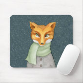 Fox in Winter Scarf Illustration Mousepad (Mit Mouse)
