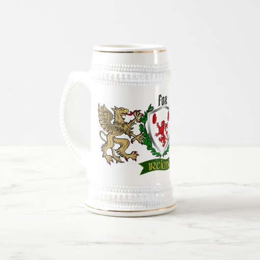 Fox Irish Shield Beer Stein Bierglas (Vorderseite Links)