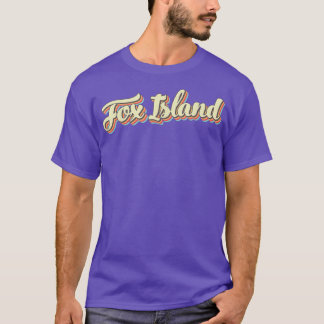 Fox Island TShirt Retro Art Baseball Font Vintage