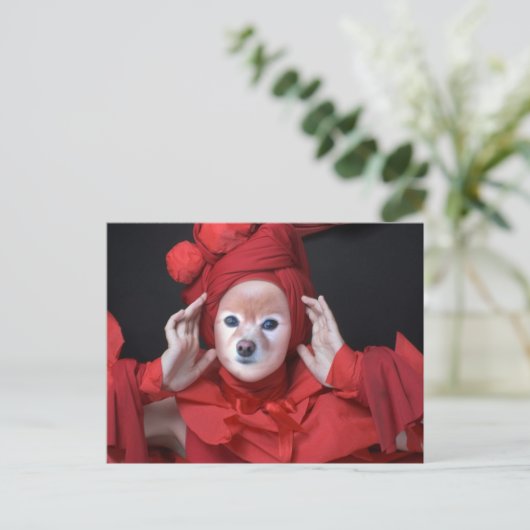 Fox ist die Dame in rot Postkarte (Stehend Vorderseite)