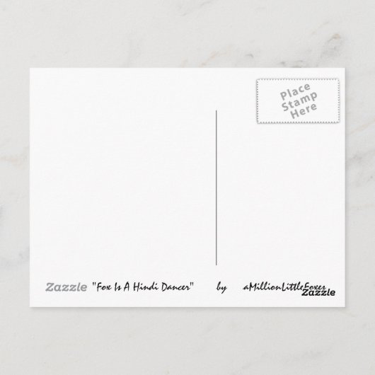 Fox ist ein hinduistischer Tänzer Postkarte (Rückseite)