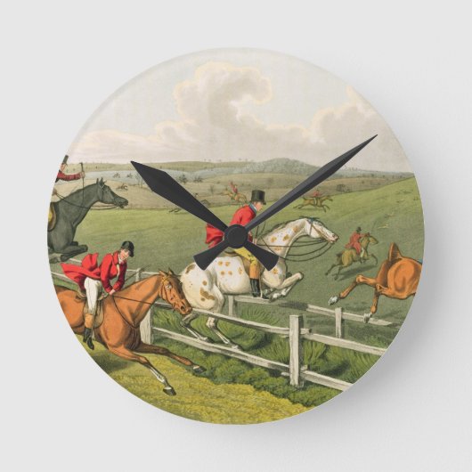 Fox-Jagd, aquatinted von I. Clark, Kneipe. durch Runde Wanduhr (Vorderseite)