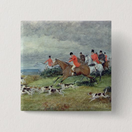 Fox-Jagd in Surrey, 19. Jahrhundert Button (Vorderseite)