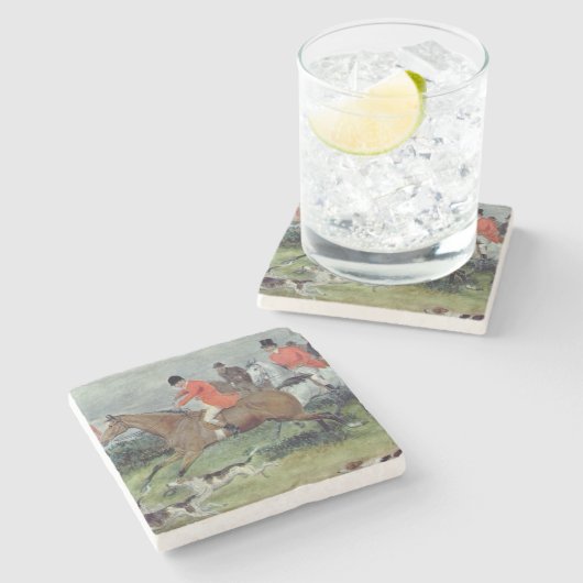 Fox-Jagd in Surrey, 19. Jahrhundert Steinuntersetzer (Seitenansicht)