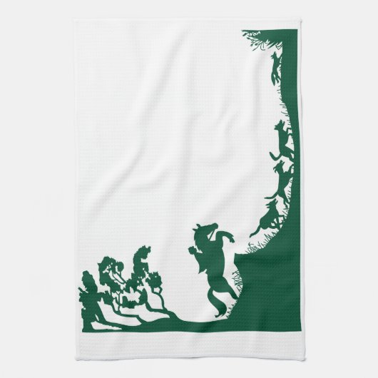 Fox-Jagd-Silhouette Geschirrtuch (Vertikal)