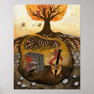 Fox Jam - Zwei Füchse spielen Musik Poster