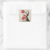 Fox Japanese Art Quadratischer Aufkleber (Tasche)