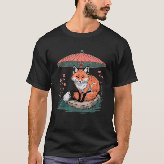 Fox Japanisch Yokai Kitsune Spirit Mythisches Volk T-Shirt (Vorderseite)
