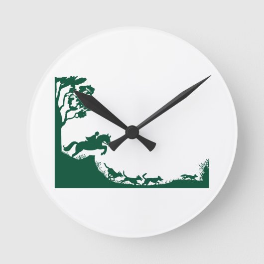 Fox Junting-Silhouette Runde Wanduhr (Vorderseite)
