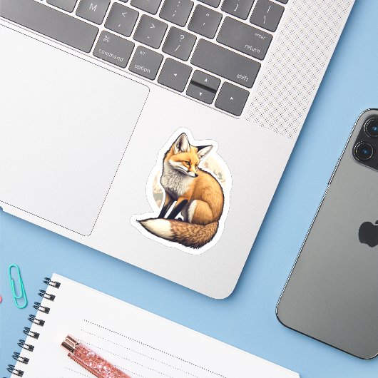 Fox Junting Sticker (Laptop mit iPhone)