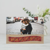 Fox Kariert Winter Scarf Holiday Foto Card - Rot Folieneinladung (Stehend vorne)