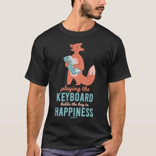 Fox Keyboard forest animal musiinstrument T-Shirt (Vorderseite)