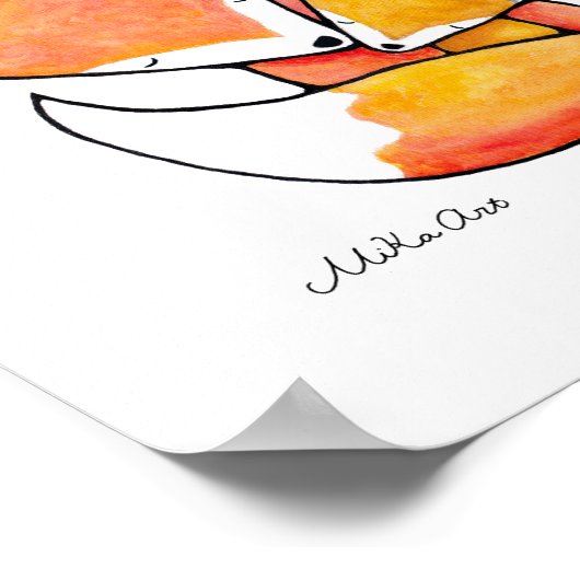 Fox Kinderzimmer Art Mama Baby Woodland Animal Pos Poster (Ecke)