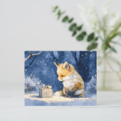 Fox Kit and the Gift Watercolor Postkarte (Stehend Vorderseite)